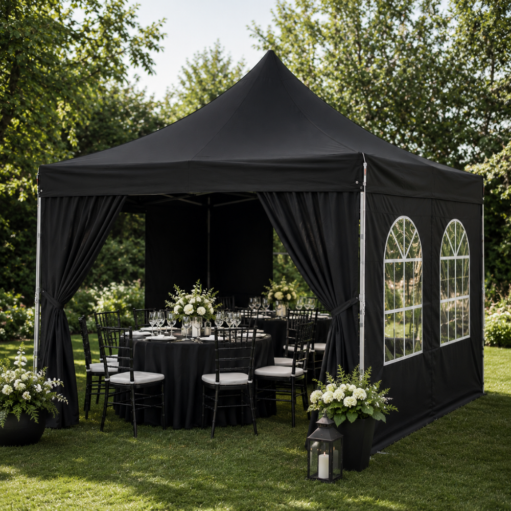 Pavillon 3 × 3 m schwarz – Ansicht 2