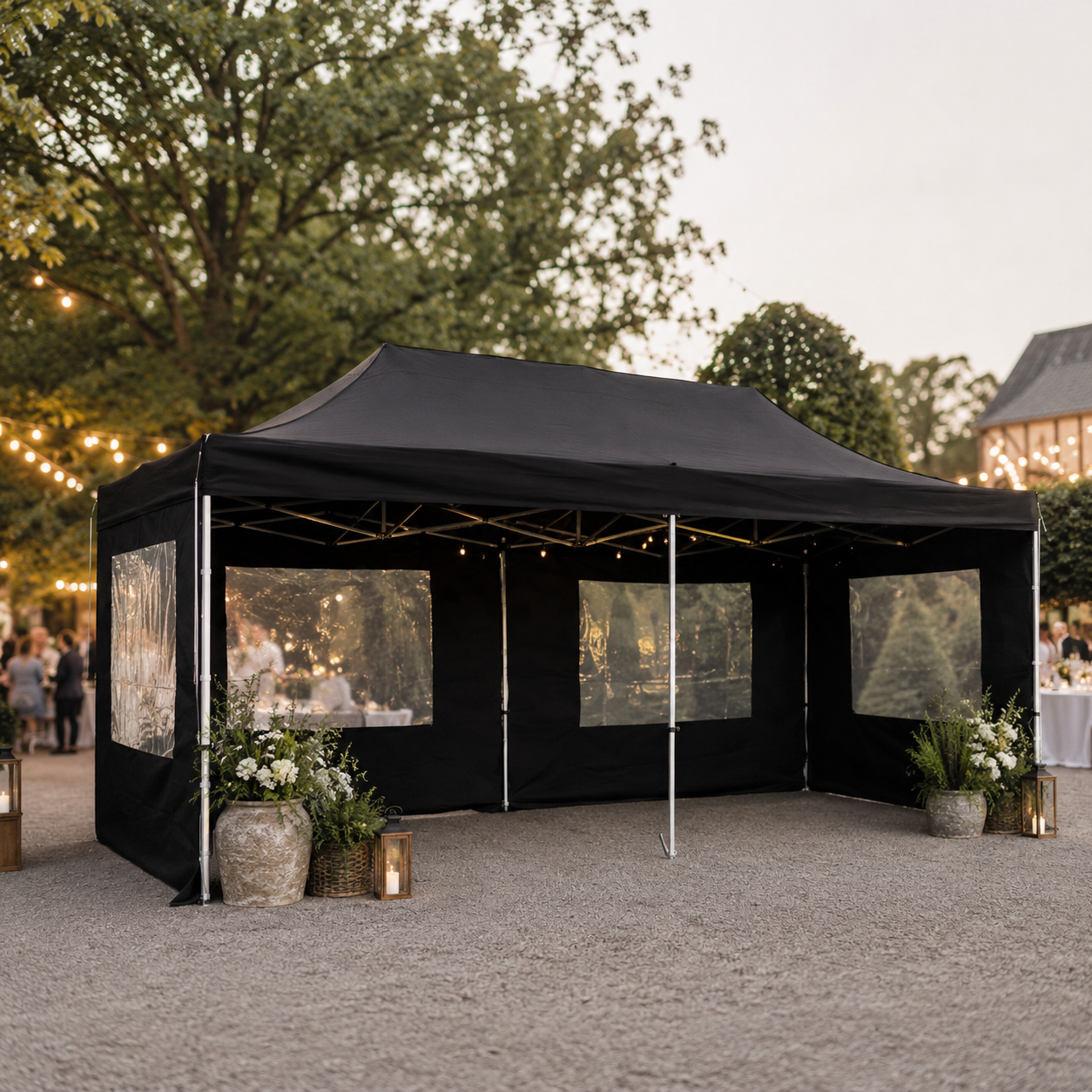 Pavillon 6 × 3 m schwarz – Ansicht 3