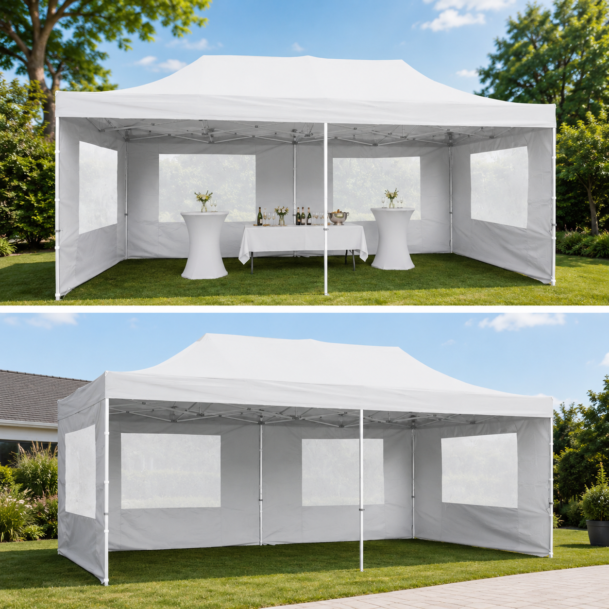 Pavillon 6 × 3 m weiß – Ansicht 2