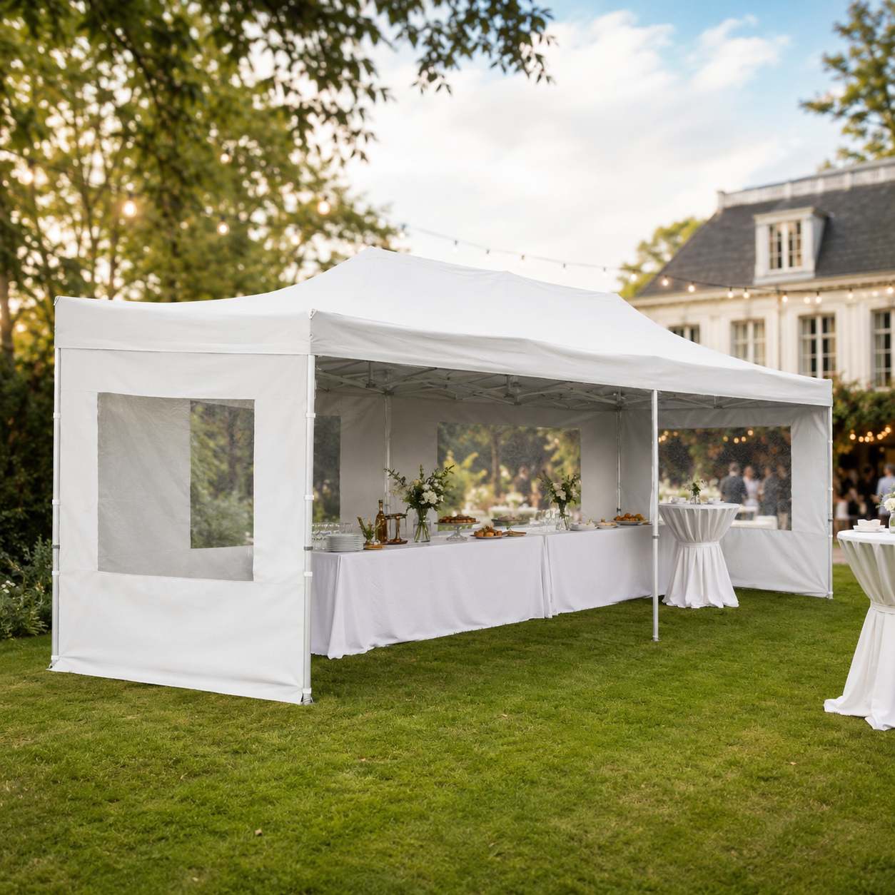 Pavillon 6 × 3 m weiß – Ansicht 3