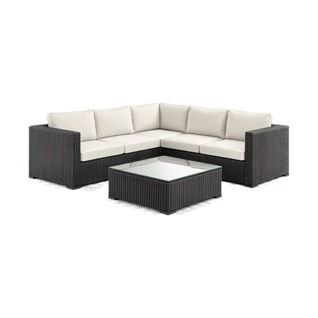Rattan-Lounge Garnitur Schwarz mieten für Events