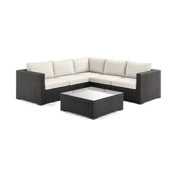 Rattan-Lounge Garnitur Schwarz mieten für Events