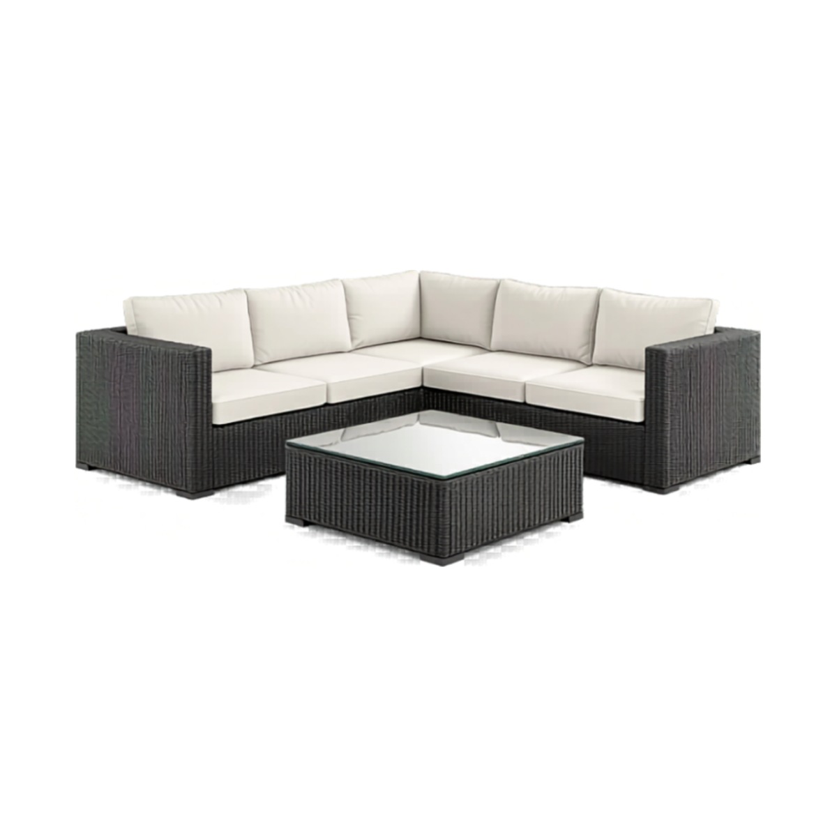Rattan-Lounge Garnitur Schwarz mieten für Events