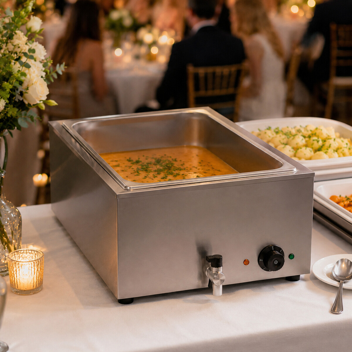 Speisenwärmer Bain Marie im Einsatz auf einer Veranstaltung