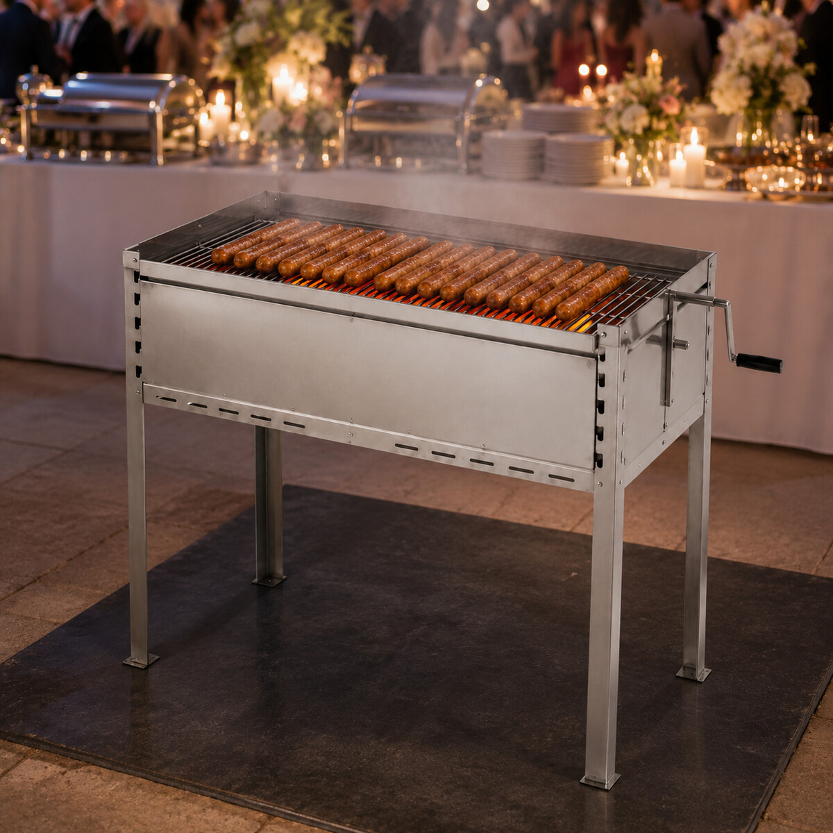 Holzkohlegrill Edelstahl 100 × 60 cm im Einsatz auf einer Veranstaltung