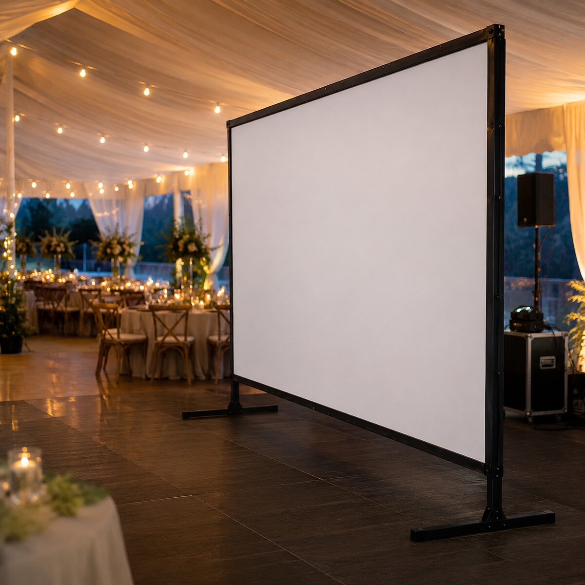 Leinwand 300 × 200 cm Faltrahmen im Einsatz auf einer Veranstaltung