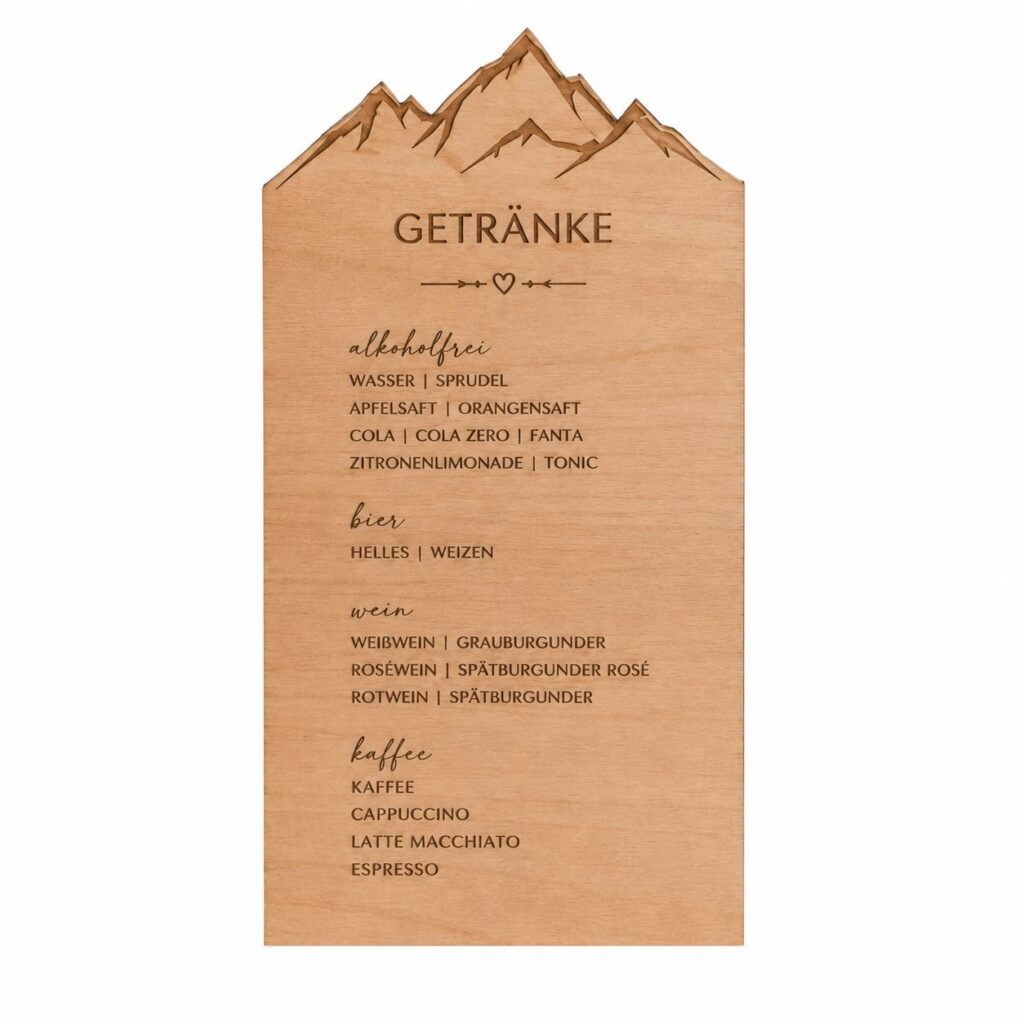 Getraenkekarte auf Naturpapier, freigestellt