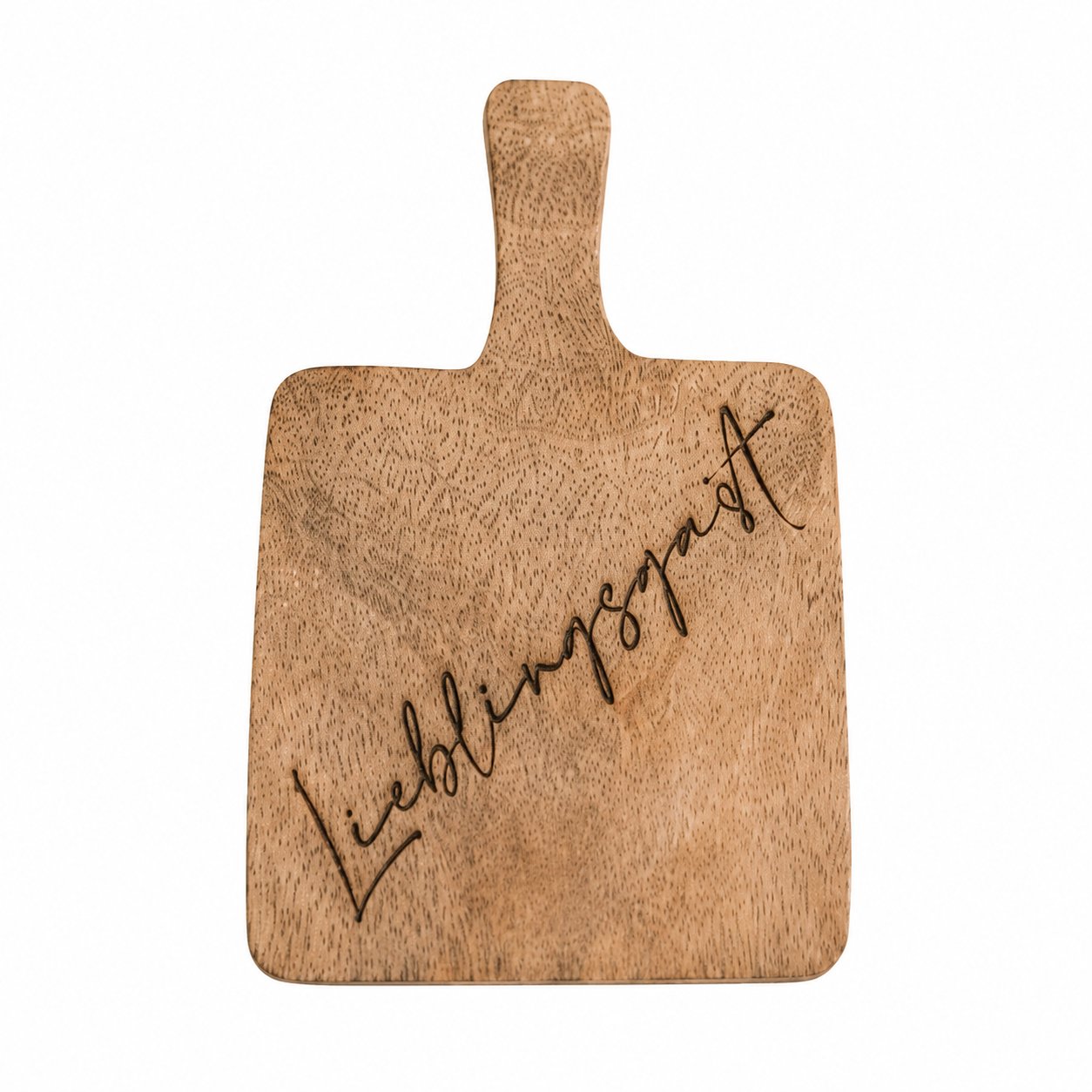 Eckiger Untersetzer aus Mangoholz, freigestellt