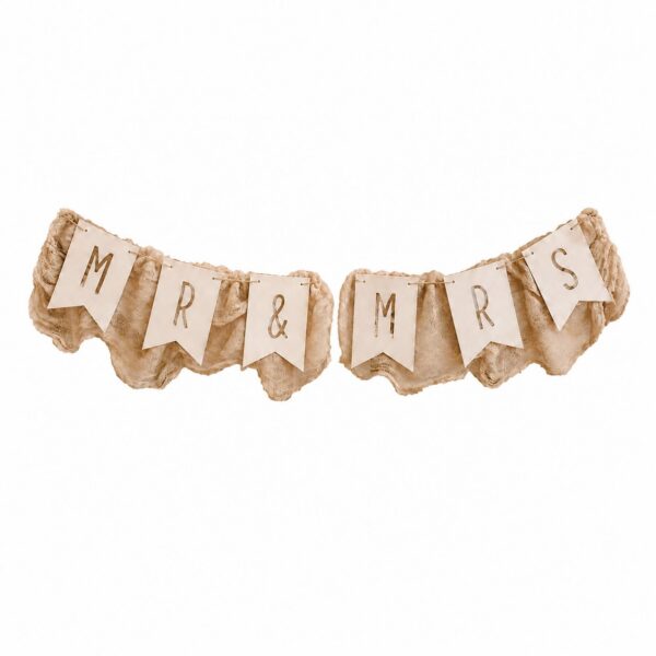 Wimpelkette mit den Buchstaben MRS und MRS, freigestellt