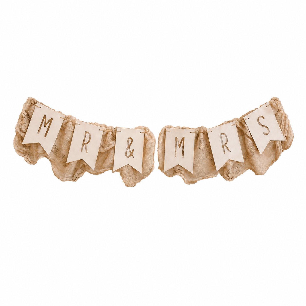 Wimpelkette mit den Buchstaben MRS und MRS, freigestellt